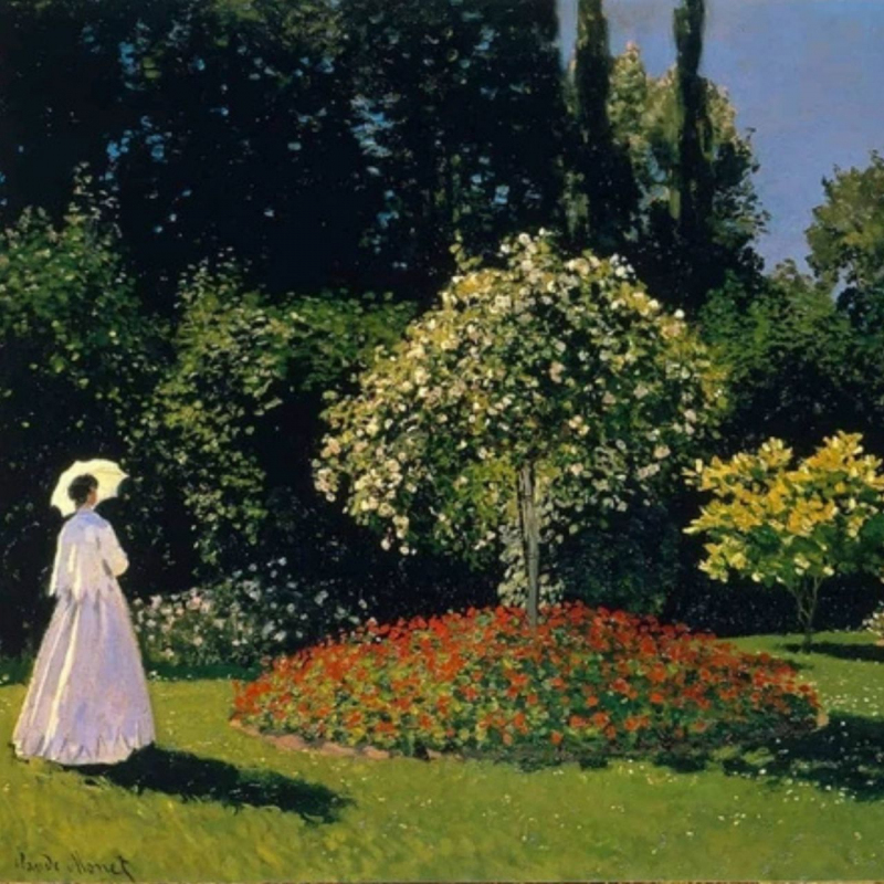 shop Claude Monet, Lady in the Garden at Sainte-Adresse (panel)